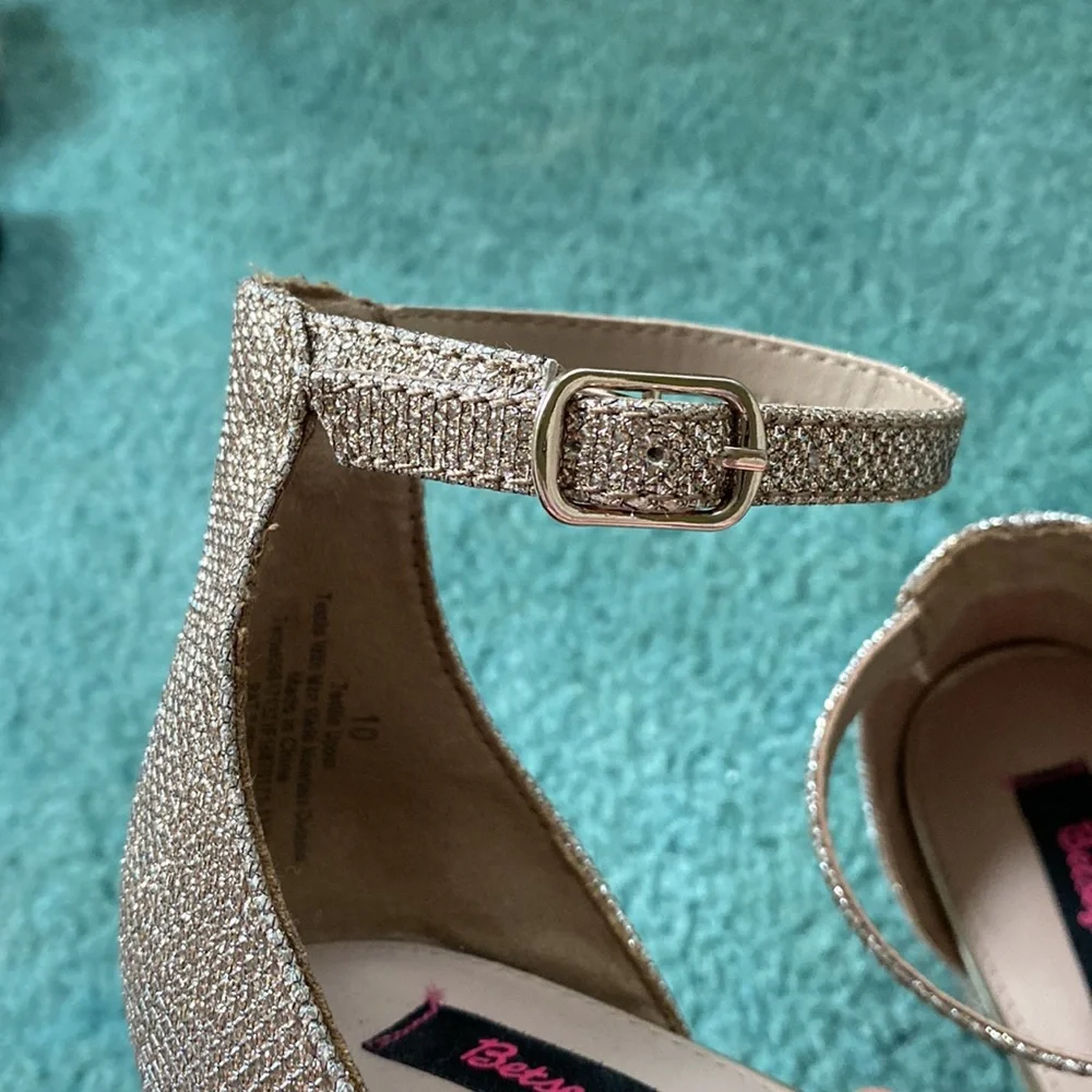 Betsey Johnson Platinum Sparkle Heels - Picture 5 of 5